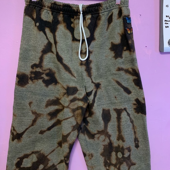 Bleached black jogging pants with butterflies! - Picture 1 of 4